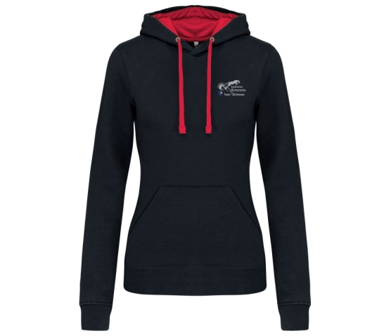 Hoody Contrasté - Equitation Romanaise - Femme-Rouge