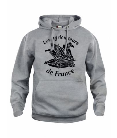 AGRICULTEURS DE FRANCE - SWEAT A CAPUCHE GRIS UNISEXE